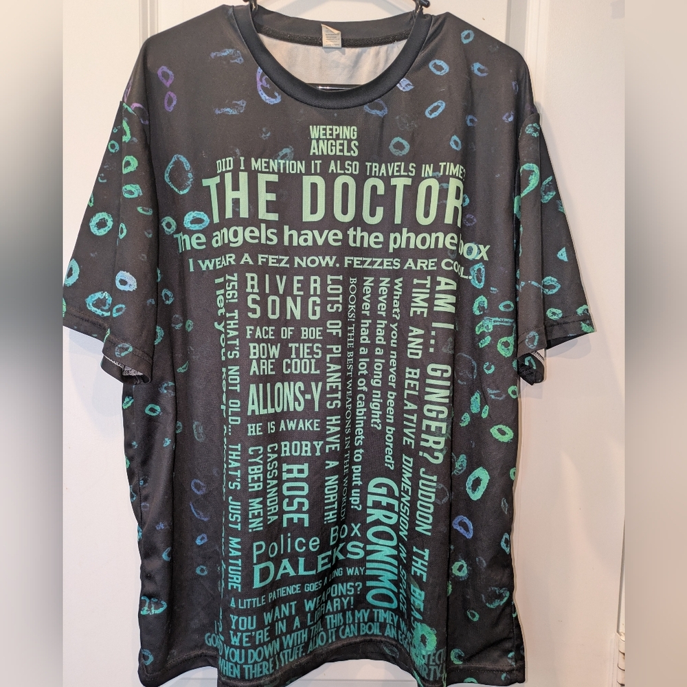 Doctor Who Word Cloud Graphic Tee Shirt XXL Sci-Fi Fandom TARDIS Typography